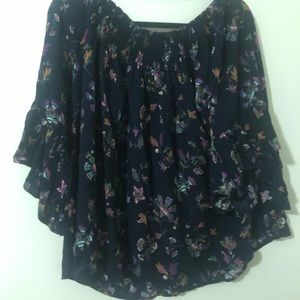 Off the shoulder flowy top with ruffle sleeves